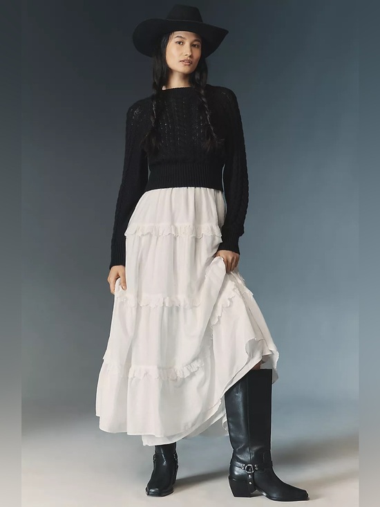 Anthropologie Dresses & Skirts - NWT Size S - By Anthropologie Twofer Sweater Tiered Dress (2 pieces set) US$218